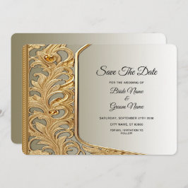 Modernes Gold Save the Date Verziert