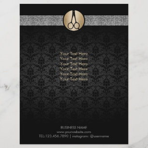 Modernes Gold-Schere-Logo Damast-Hairstylist Flyer