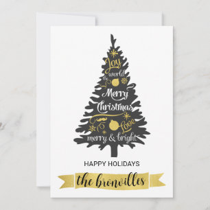 Modernes Gold Schwarz Minimaler Weihnachtsgrüßen Feiertagskarte