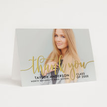Modernes Gold Script Abschluss Foto Vielen Dank