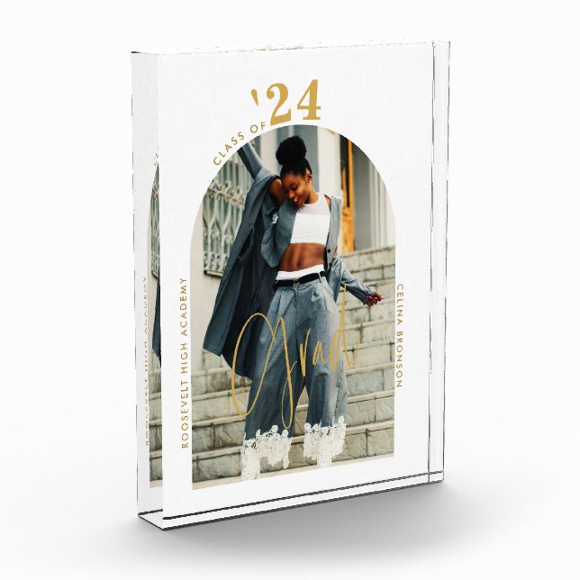 Modernes Gold Script Foto 2024 Minimaler Abschluss (Links)