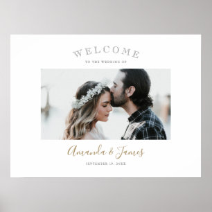 Modernes Gold Script Foto Hochzeitsempfang Poster