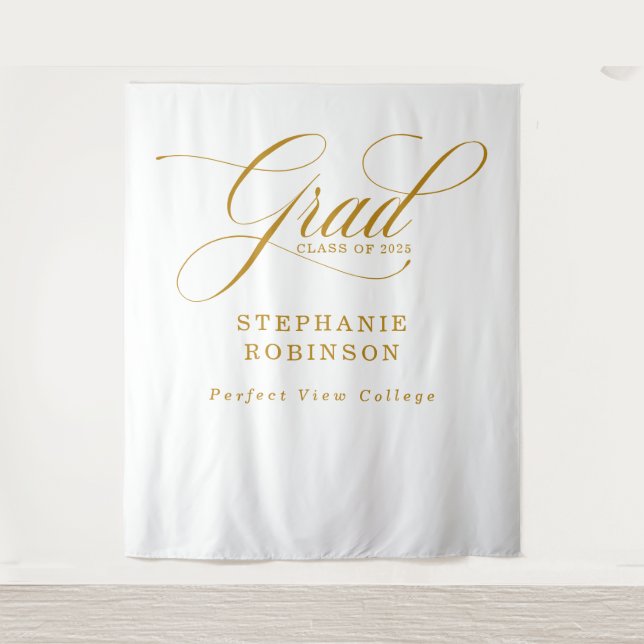 Modernes Gold Script Grad Foto Wandteppich (Vorderseite)