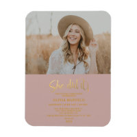 Modernes Gold Script Grad Party Foto Einladung