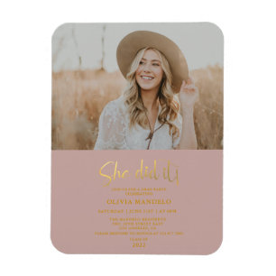 Modernes Gold Script Grad Party Foto Einladung Magnet