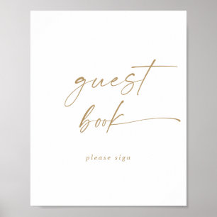 Modernes Gold Script Guest Book Sign Poster