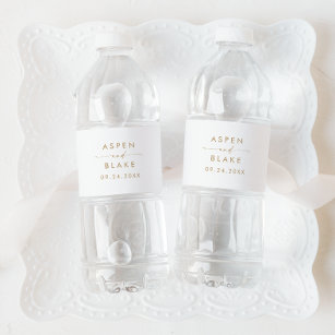 Modernes Gold Script Hochzeitswasser-Flaschenetike Wasserflaschenetikett