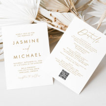Modernes Gold Script in einem QR Code Hochzeit