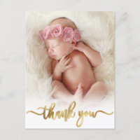Modernes Gold Script Neugeborenes Baby Foto Vielen