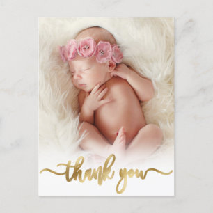 Modernes Gold Script Neugeborenes Baby Foto Vielen Postkarte