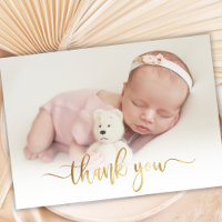 Modernes Gold Script Neugeborenes Baby Foto Vielen