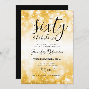 Modernes Gold sechzig u. fabelhafter 60. Einladung