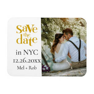 Modernes Gold Split Foto Save the Date Magnet