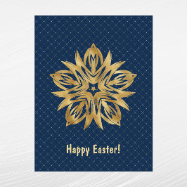 Modernes Gold Star Blue Osterfest Feiertagspostkarte