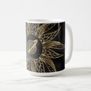 Modernes Gold Sun Moon Planet Universe Mandala Kaffeetasse