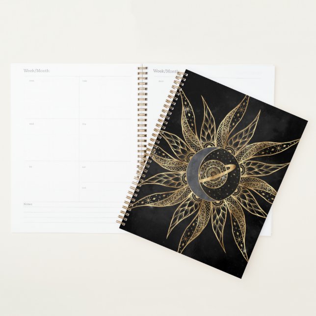Modernes Gold Sun Moon Planet Universe Mandala Planer (Anzeige)