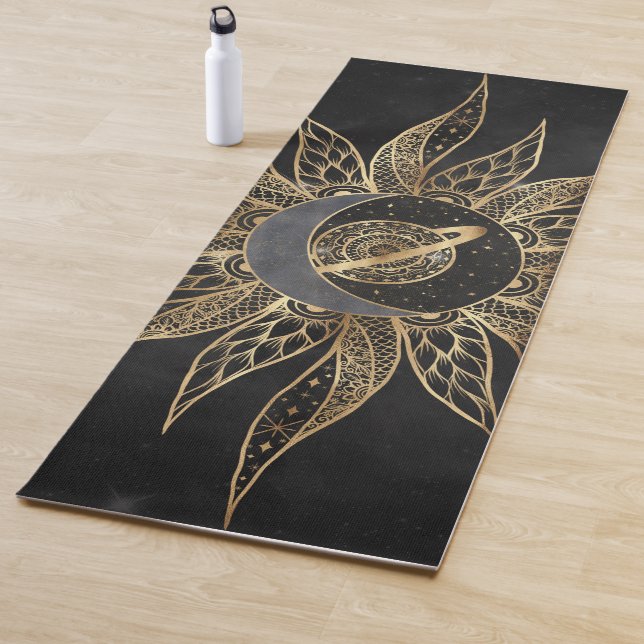 Modernes Gold Sun Moon Planet Universe Mandala Yogamatte (Beispiel)