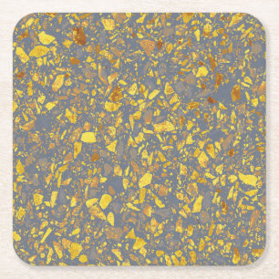Modernes Gold Terrazzo Muster Rechteckiger Pappuntersetzer