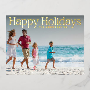 MODERNES GOLD TEXT FAPPY HOLIDAYS Foto Folien Feiertagspostkarte