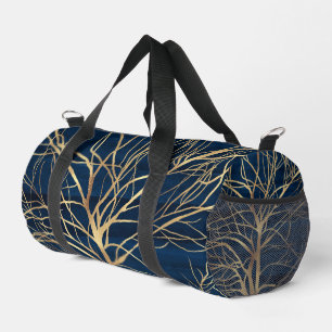 Modernes Gold Tree Silhouette Minimales blaues Des Duffle Bag