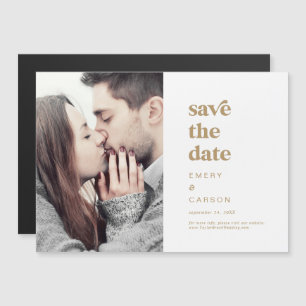 Modernes Gold Typografy Foto Save the Date Magneteinladung