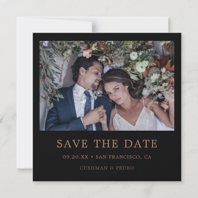 Modernes Gold Typografy Foto Wedding Save the Date Magneteinladung (Vorderseite)