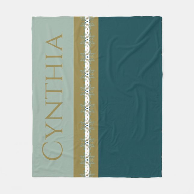 Modernes Gold und Aquamarin Fleecedecke (Vorderseite)