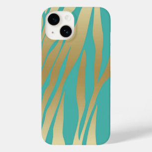 Modernes Gold und Blau Aquamarin Case-Mate iPhone 14 Hülle