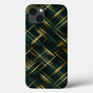 Modernes Gold und Dunkelgrün Kariert Case-Mate iPhone Hülle
