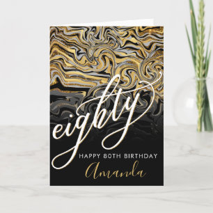 Modernes Gold und Schwarz zum 80. Geburtstag Karte