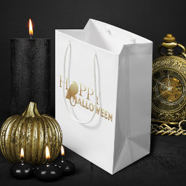 Modernes Gold- und Weißschick-Adult Halloween Mittlere Geschenktüte