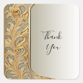 Modernes Gold-Verziert-Sticker Quadratischer Aufkleber