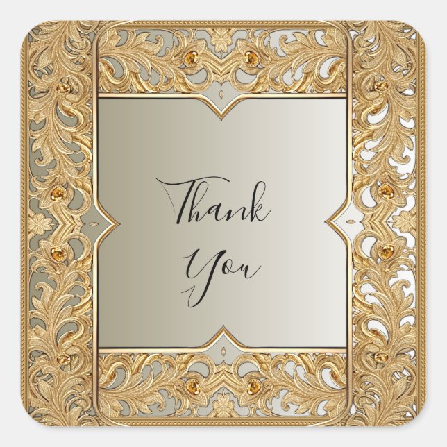 Modernes Gold-Verziert-Sticker Quadratischer Aufkleber (Vorderseite)
