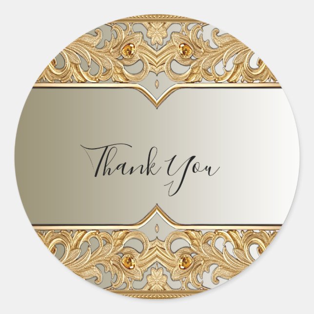 Modernes Gold-Verziert-Sticker Runder Aufkleber (Vorderseite)