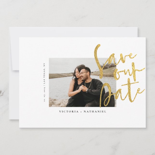 Modernes Gold Wedding Foto Save The Date (Vorderseite)