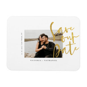 Modernes Gold Wedding Foto Save the Date Magnet