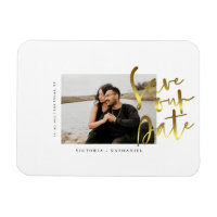 Modernes Gold Wedding Foto speichert das Date Magn