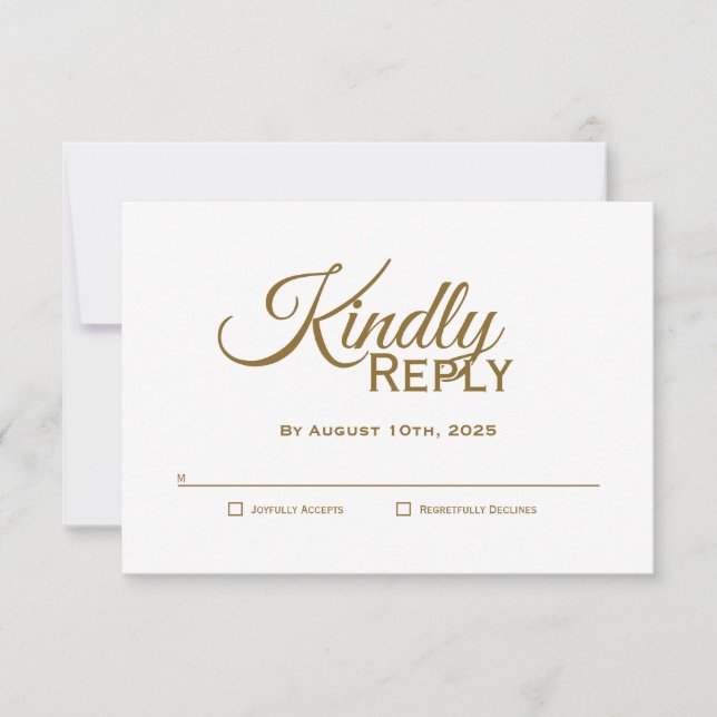 Modernes Gold Wedding RSVP Karte (Vorderseite)