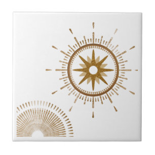 Modernes Gold & White Sternexplosion Celestial Des Fliese