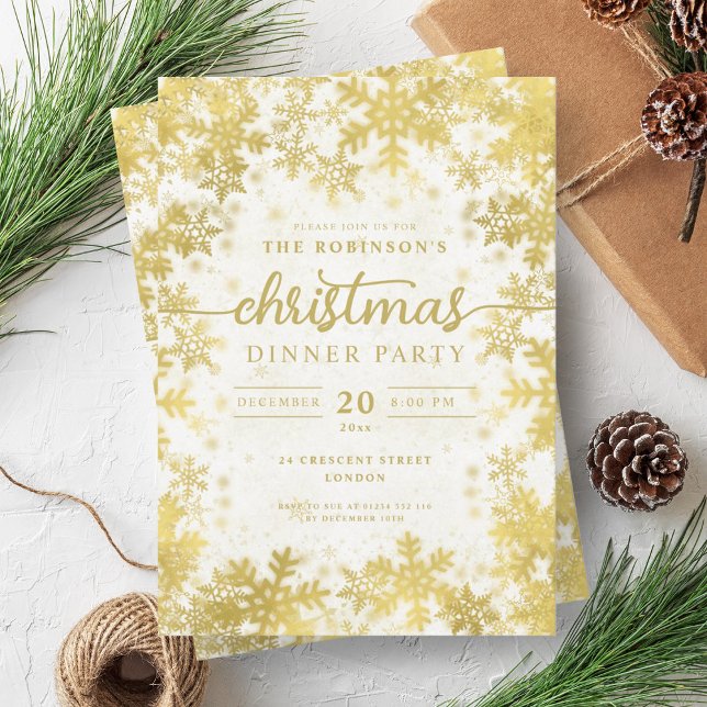 Modernes Gold Winter Wonderland Weihnachts-Party Einladung (Modern Gold Winter Wonderland Christmas Party Invitation)