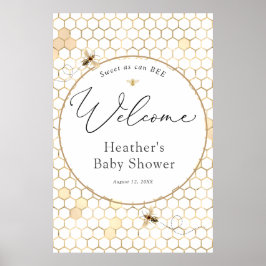 Modernes Golden Bee Baby Dusche Willkommenspender Poster