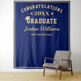 Modernes Golden Blue Abschluss Foto Stand Hintergr Wandteppich