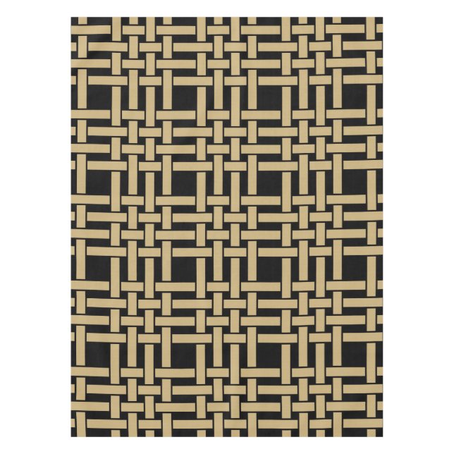 Modernes Golden Brown Basket Weave Muster Tischdecke (Vorderseite)