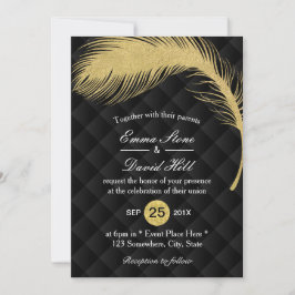 Modernes Golden Glitzer Peacock Feather Luxury Wed Einladung