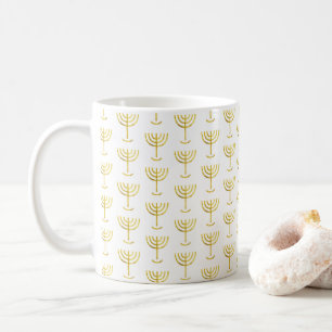 Modernes Golden Menorah Muster Kaffeetasse
