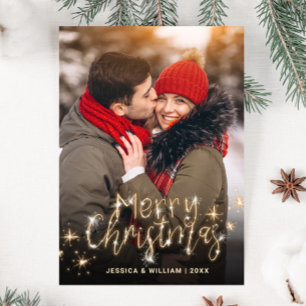 Modernes Goldenes FOTO Weihnachten Gruß Postkarte