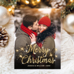 Modernes Goldenes FOTO Weihnachten Gruß Postkarte