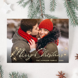 Modernes Goldenes FOTO Weihnachten Gruß Postkarte
