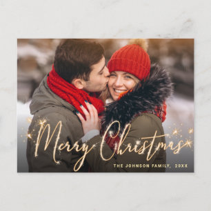 Modernes Goldenes FOTO Weihnachten Gruß Postkarte