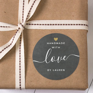 Modernes Goldenes Herz mit Liebe von Runder Aufkleber